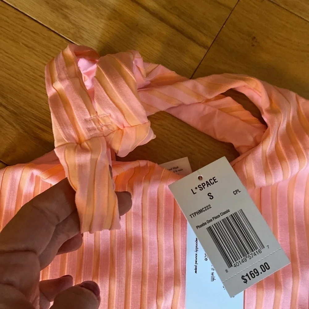 NWT L*Space Two Tone Rib Phoebe One Piece size S in crystal pink lemon d…